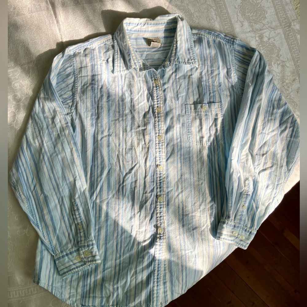L.L. Bean blue striped coastal button down
